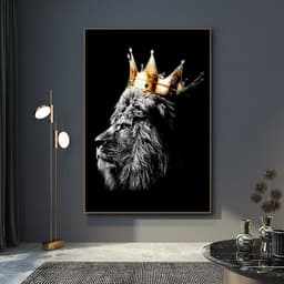 image-Foreign trade explosion black lion king and lion queen painting wall art picture animal canvas printing home decoration