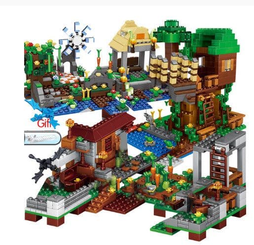 image-Lego-Compatible Minecraft Building Blocks Set - Cave & Tree House