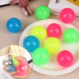 image-Sticky Wall Ball - Yellow 6cm Luminous Ceiling Throw Toy