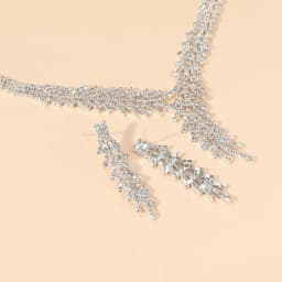 image-Rhinestone Claw Chain Necklace & Earrings Set - Fashion Accessories (64 characters)