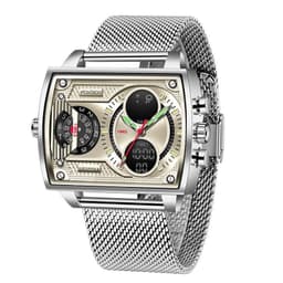 image-FOXBOX Quartz Watch Men 47mm Rectangle Mesh Silver