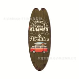 image-Wooden Surfboard Beach Sign - Retro Decor
