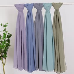 image-Weicai Chiffon Hijab Scarf - Gray Coffee 175x70cm