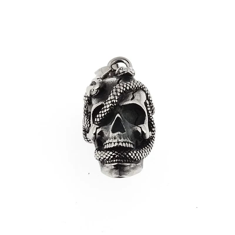image-Titanium Steel Skull Snake Pendant Necklace