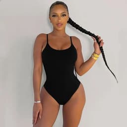 image-One-Piece Swimsuit High Waist Nylon Blue XXXL