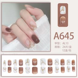 image-Autumn and winter gentle and pure desire simple style wearable manicure patches short, medium and long style white removable fake nail patches