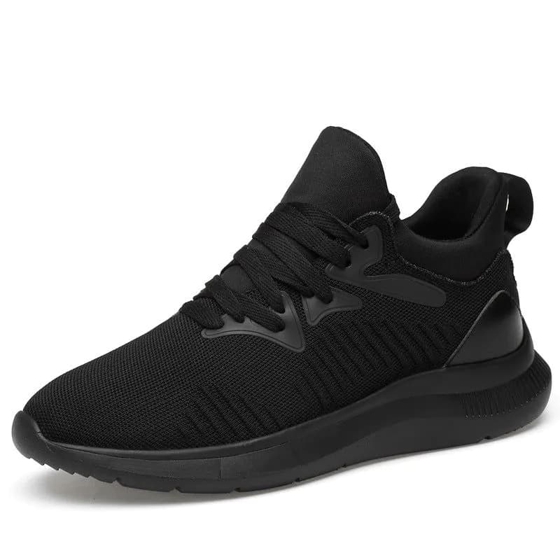 image-Men's Breathable Mesh Sports Shoes - Black Lace-up