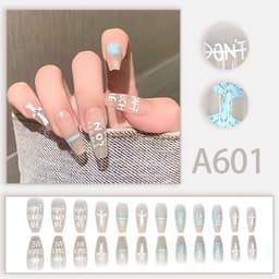 image-Summer and autumn gentle and simple pure lust style wearable nail patches printed solid color French style removable manicure fake nail patches wholesale