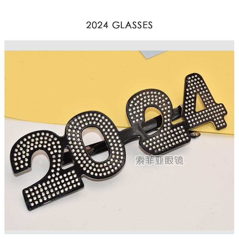 image-2024 Digital Glasses Cross-border New Year's Eve Party Decoration Christmas Glasses Digital Funny Sunglasses