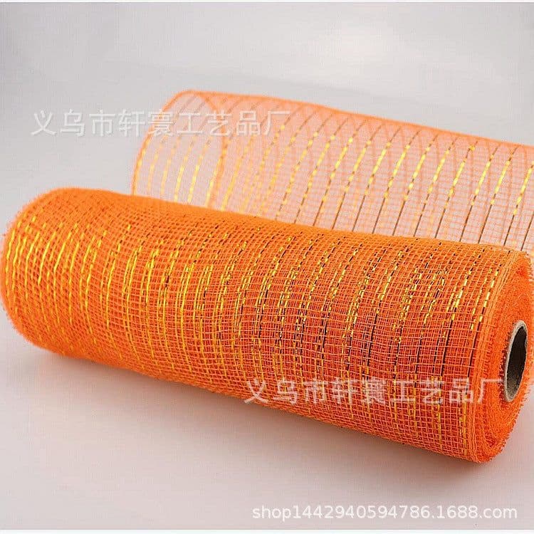 image-Christmas Wire Mesh Packaging - Red & White Strips 26cm x 10yds