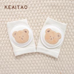 image-Cute baby knee pads for boys and girls crawling protective gear baby toddler anti-fall pure white sponge elbow pads summer thin