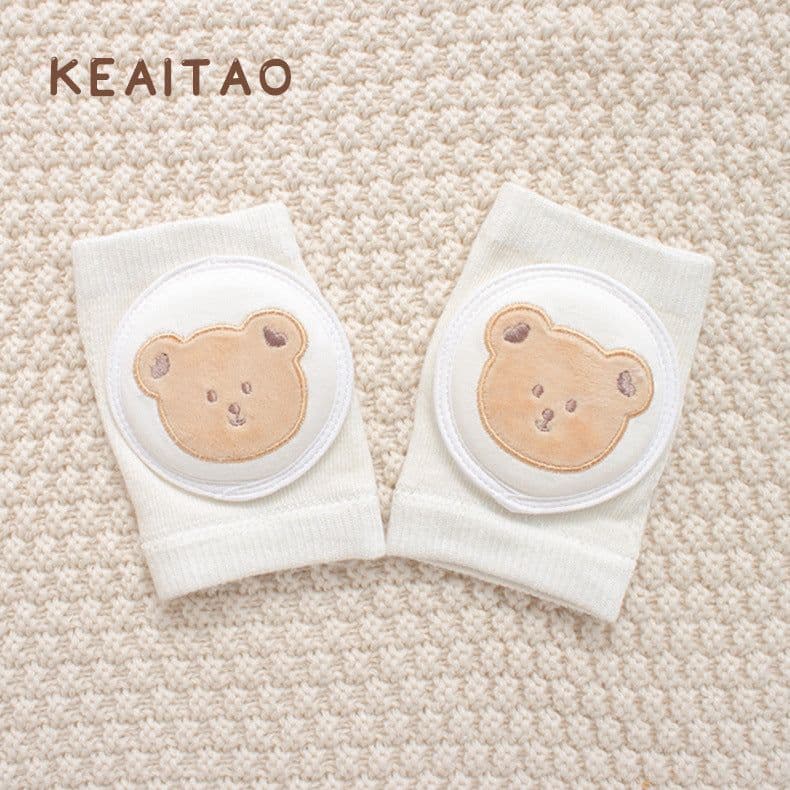 image-Cute baby knee pads for boys and girls crawling protective gear baby toddler anti-fall pure white sponge elbow pads summer thin