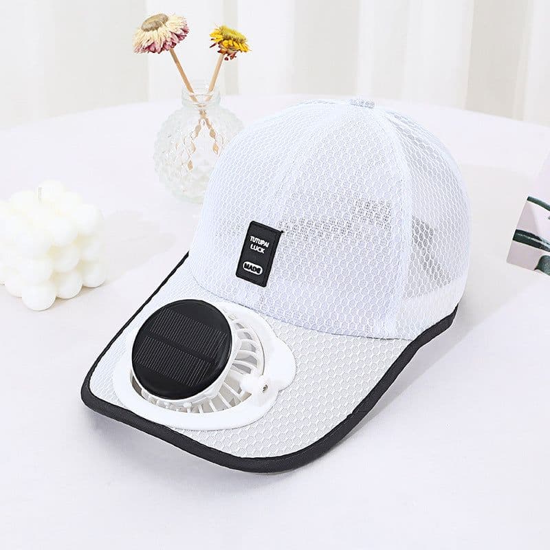 image-Summer Breathable Mesh Hat Solar Fan Sun Protection