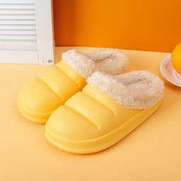 image-Waterproof Cotton Slippers Women Winter Bag Heel Home Furnishing Plush Thick Bottom Indoor Confinement Warm Cotton Shoes Men Wholesale