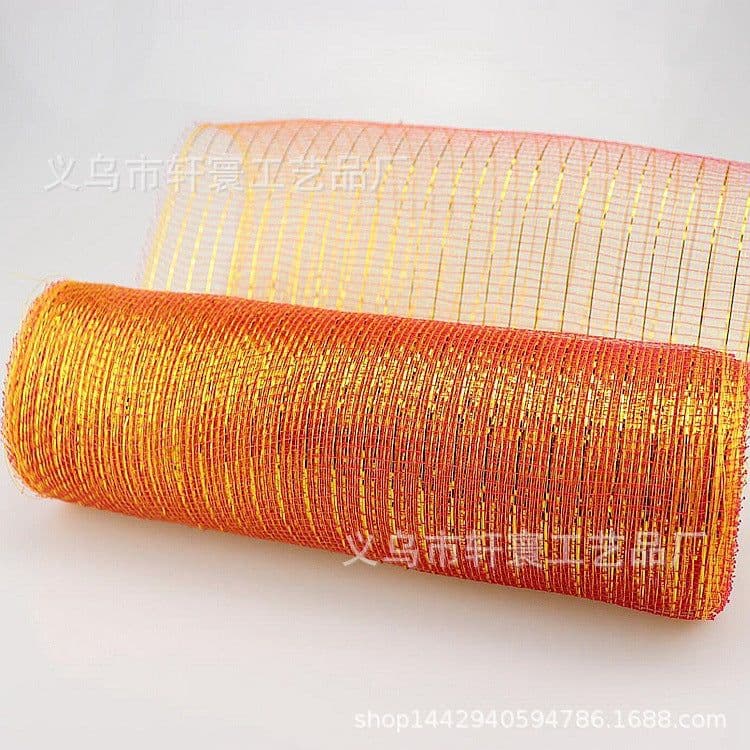 image-Christmas Wire Mesh Packaging - Red & White Strips 26cm x 10yds