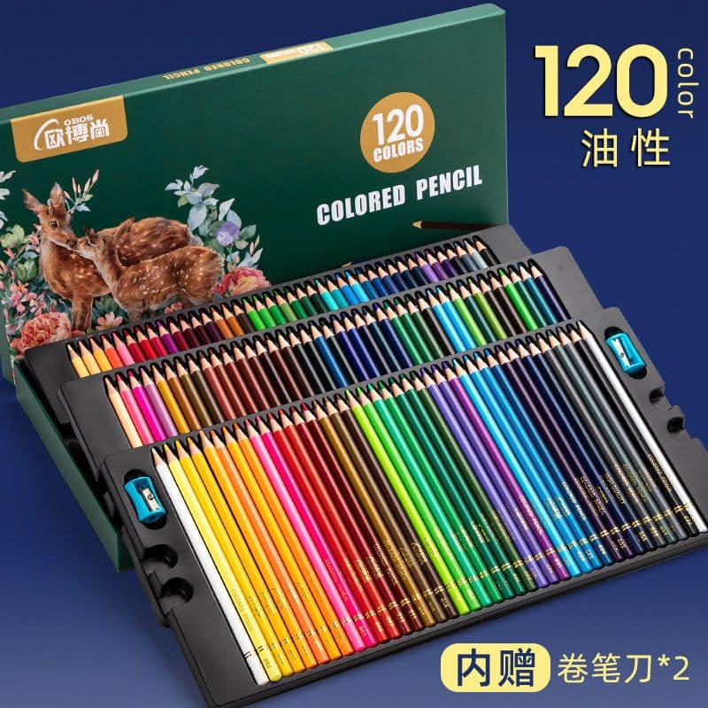 image-Ouboshangcai 48-Color Water-Soluble Pencils - Kids Art Set