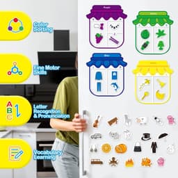 image-Magnetic Color Sorting Toy Alphabet Game Learning Letter Recognition Colorful Shape Matching Kids Fridge Magnet
