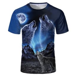 image-Wolf 3D Print T-Shirt - Black Short Sleeve