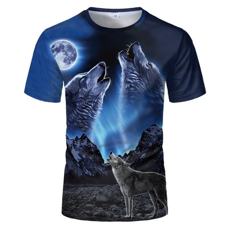 image-Wolf 3D Print T-Shirt - Black Short Sleeve