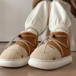 image-Retro Plus Size Women's Velvet Snow Boots - Warm Thick Cotton Slippers
