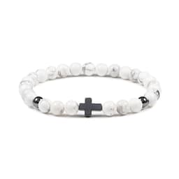 image-Black Beaded Bracelet Tiger Eye Lava Stone 6mm