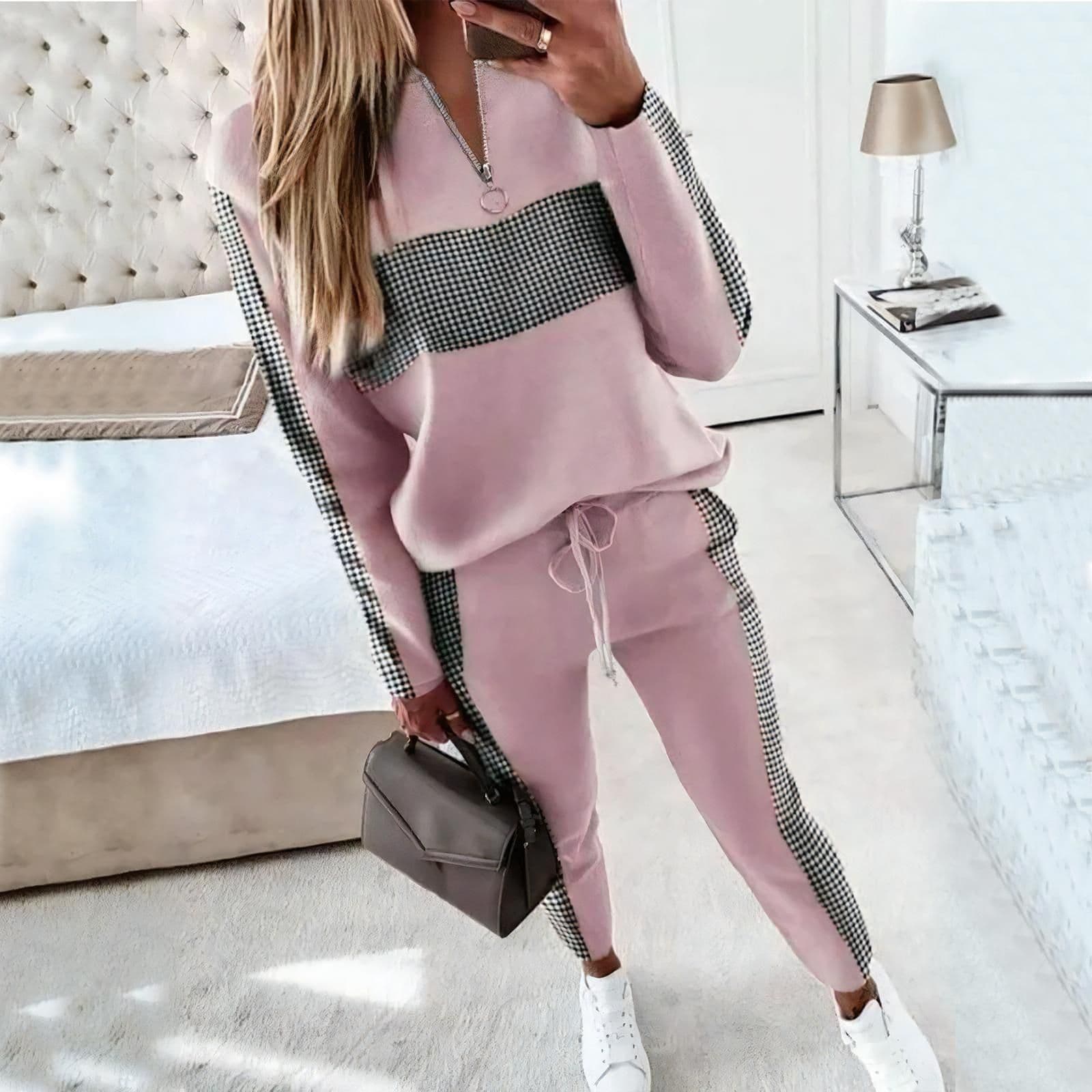 image-2022 spring and autumn new cross-border European and American popular women's gray splicing suit