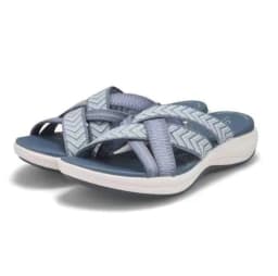image-Women's Wedge Heel Slippers - Black PU Round Toe