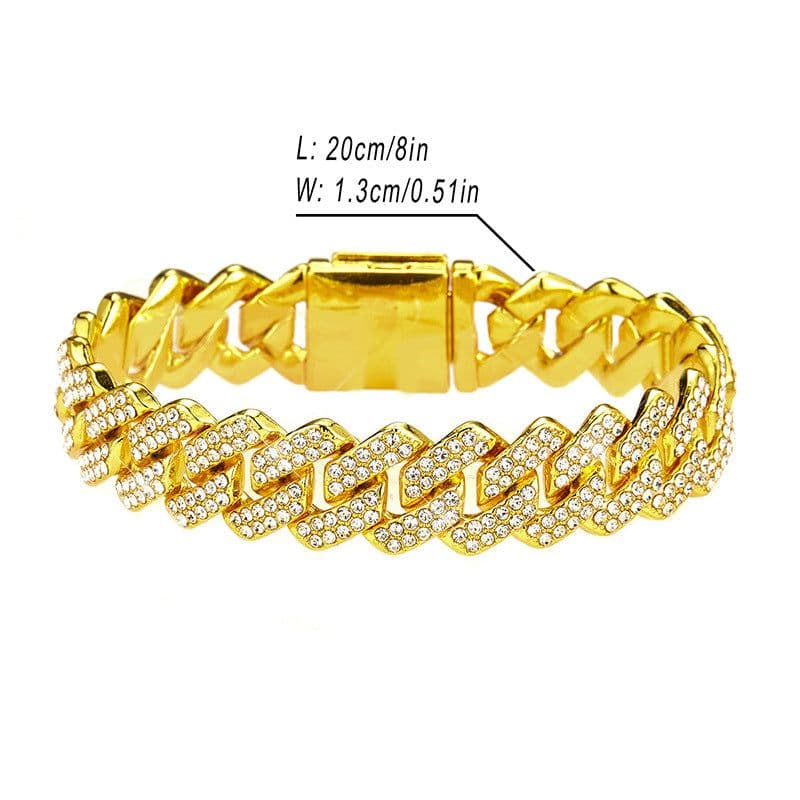 image-Box Buckle 14mm Bar Cuban Chain Cross-Border Explosive Fashion Light Luxury Domineering Full Diamond Alloy Necklace Cross-border Exclusive Supply