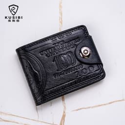 image-US dollar wallet personalized magnetic buckle pressure change hundred dollar short wallet PU leather coin purse