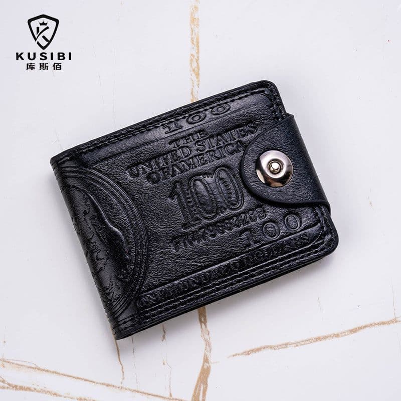 image-US dollar wallet personalized magnetic buckle pressure change hundred dollar short wallet PU leather coin purse