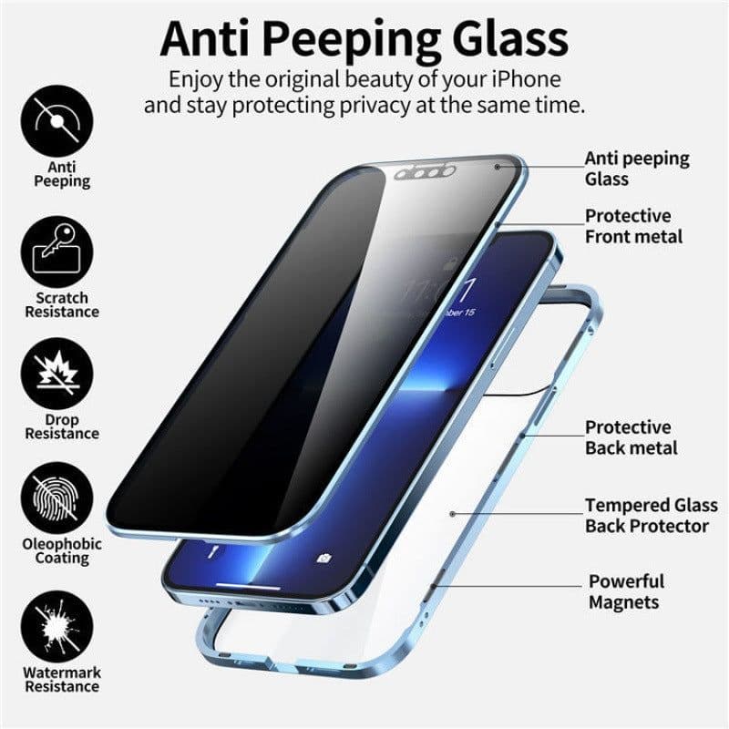 image-Suitable for iPhone14 mobile phone case Magneto Apple HD / anti-peep double-sided glass metal magnetic suction protective cover