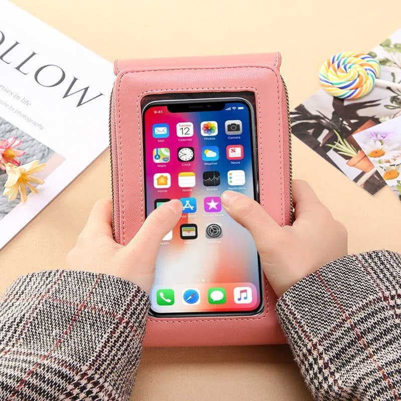 image-2022 new touch screen mobile phone bag female small oblique cute mobile phone small bag fashion wallet vertical section