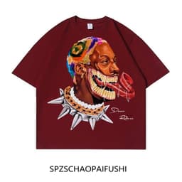 image-NBA Bulls Rodman T-Shirt - Black Cotton Short Sleeve