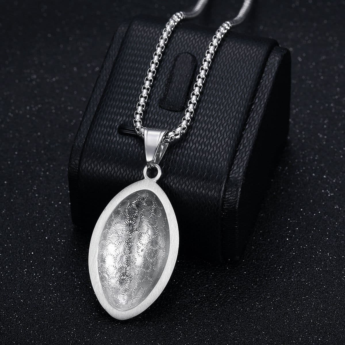 image-Hip Hop Titanium Steel Football Pendant Necklace - Gold Plated