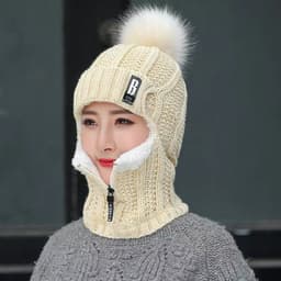 image-Winter Woolen Plus Size Velvet Hat - Women's Windproof Ear Protection Pullover Knit