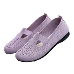 image-Women's Mesh Slip-On Casual Shoes - Red Flat Heel