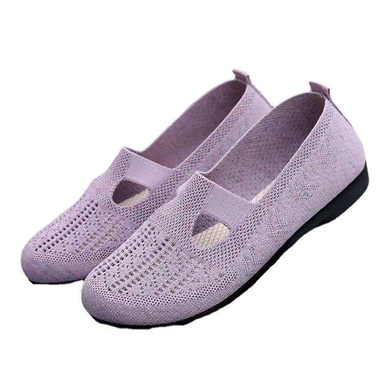 image-Women's Mesh Slip-On Casual Shoes - Red Flat Heel