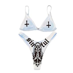 image-Women's Bikini Swimsuit - White XL Cross Print