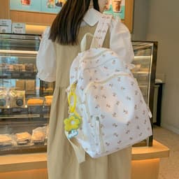 image-2022 Summer New Products Korean Street Trend Student Nylon Schoolbag Fashion Floral Casual Couple Backpack