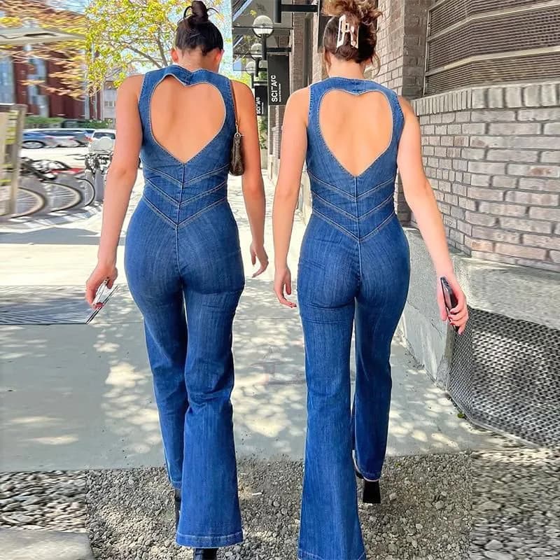 image-European American Women Denim Jumpsuit Sleeveless