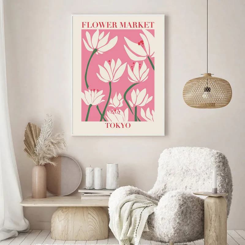 image-Canvas Flower Painting Triptych - Modern 60x90cm