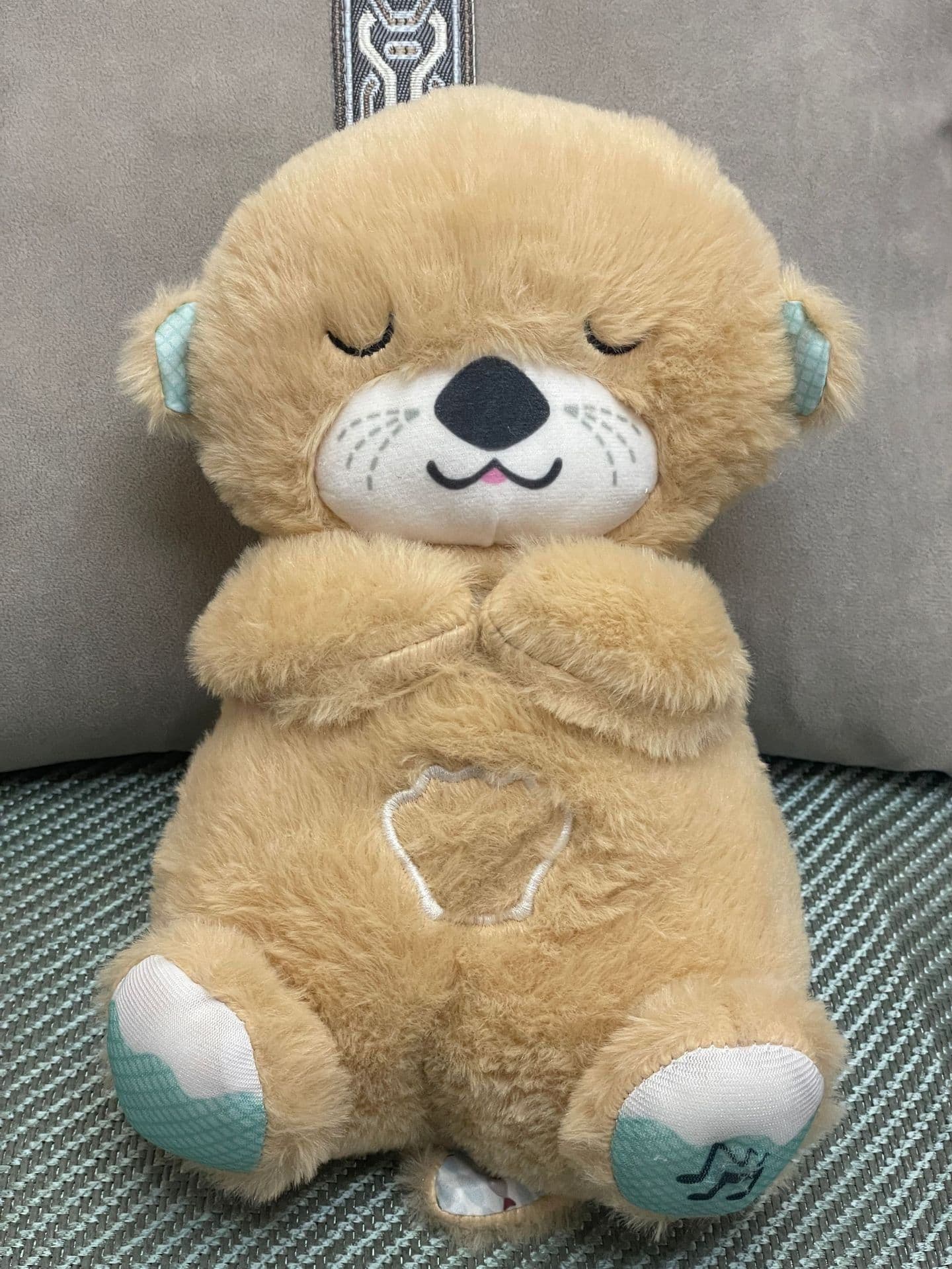 image-Breathing Bear Plush Toy - Dark Gray 30cm Soothing
