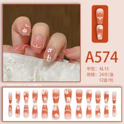 image-Winter fresh and simple pure lust style bride dance wear nails rainbow love rose fake nails wholesale