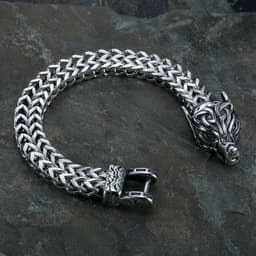 image-Viking Wolf Head Stainless Steel Bracelet - Black Punk