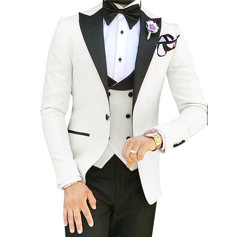 image-Cross-border Explosive Men's Suit Three-piece Suit Gun Barge Collar Wedding Suit Men's Suit One Drop Shipping Factory