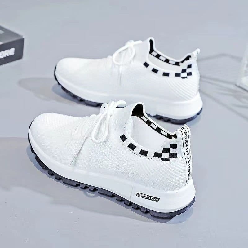 image-New Women's Running Shoes, White, Mesh, Flat Sole, Size 40