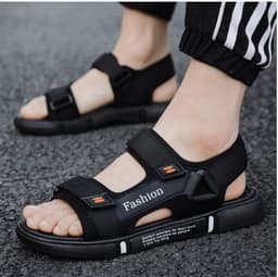 image-Men's Beach Sandals - Grey Velcro Size 36
