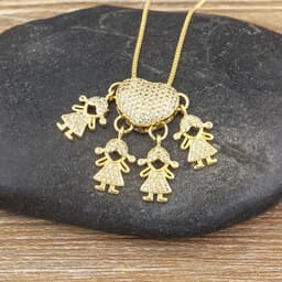 image-Children's Number Pendant Necklace - 18k Gold Plated Copper