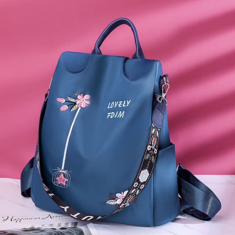 image-Ethnic style 3D embroidered backpack women's