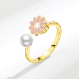 image-Golden Daisy Rotating Ring - Fashion Zircon Copper Jewelry